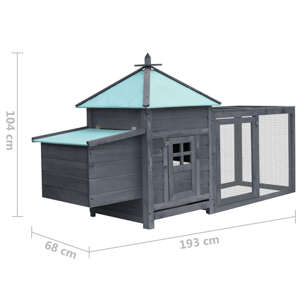 Gray Solid Firwood Chicken Coop with Nest Box M5197