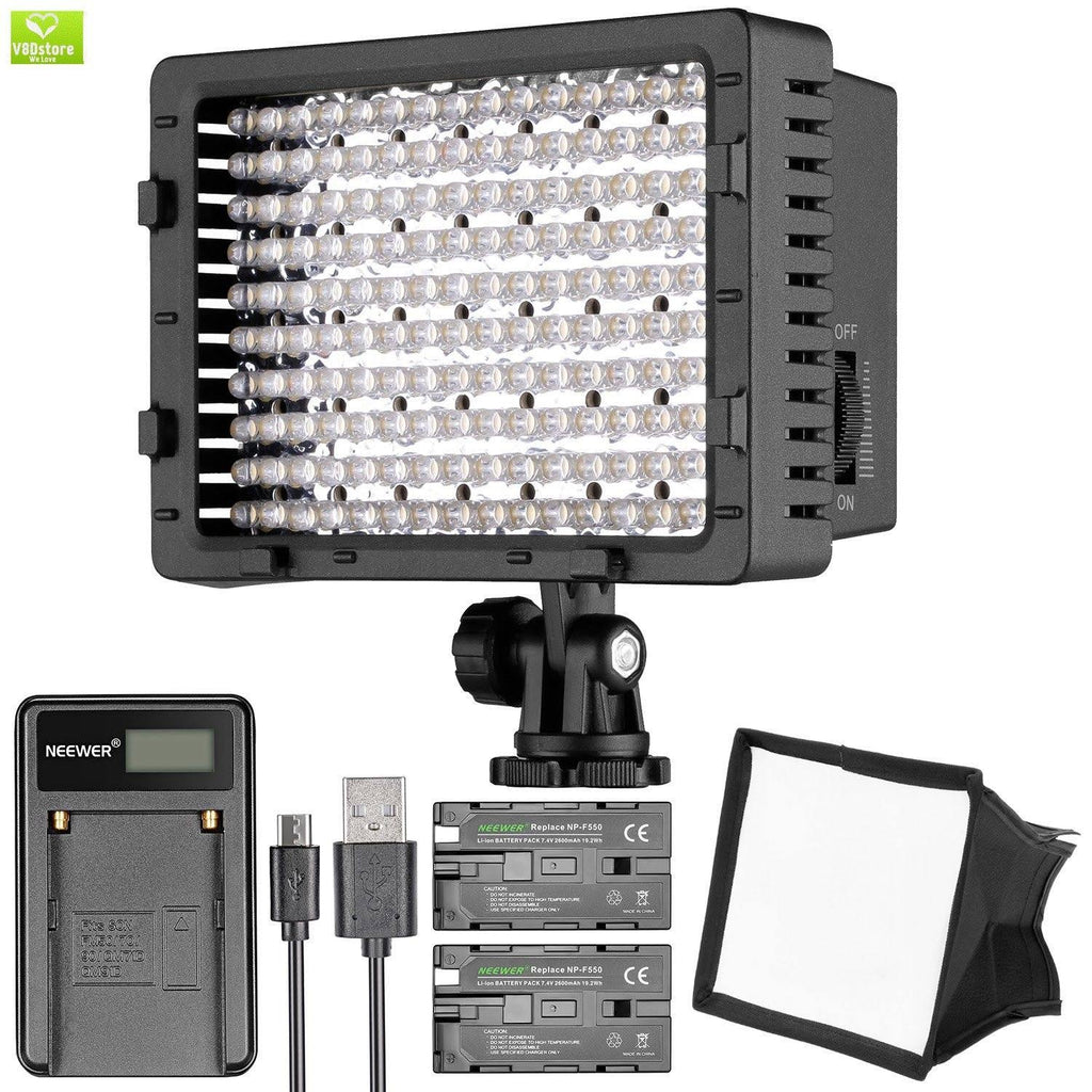 Neewer CN 160 LED Digital Camera Video Lighting Kit Dimmable LED Video Light Diffuser Rechargeable Battery with W800