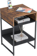 Rustic Brown Side Table with Storage Compartment K440