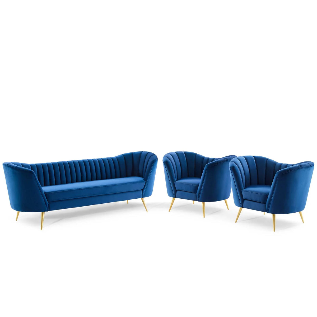 3 Piece Performance Velvet Set in Navy R5090