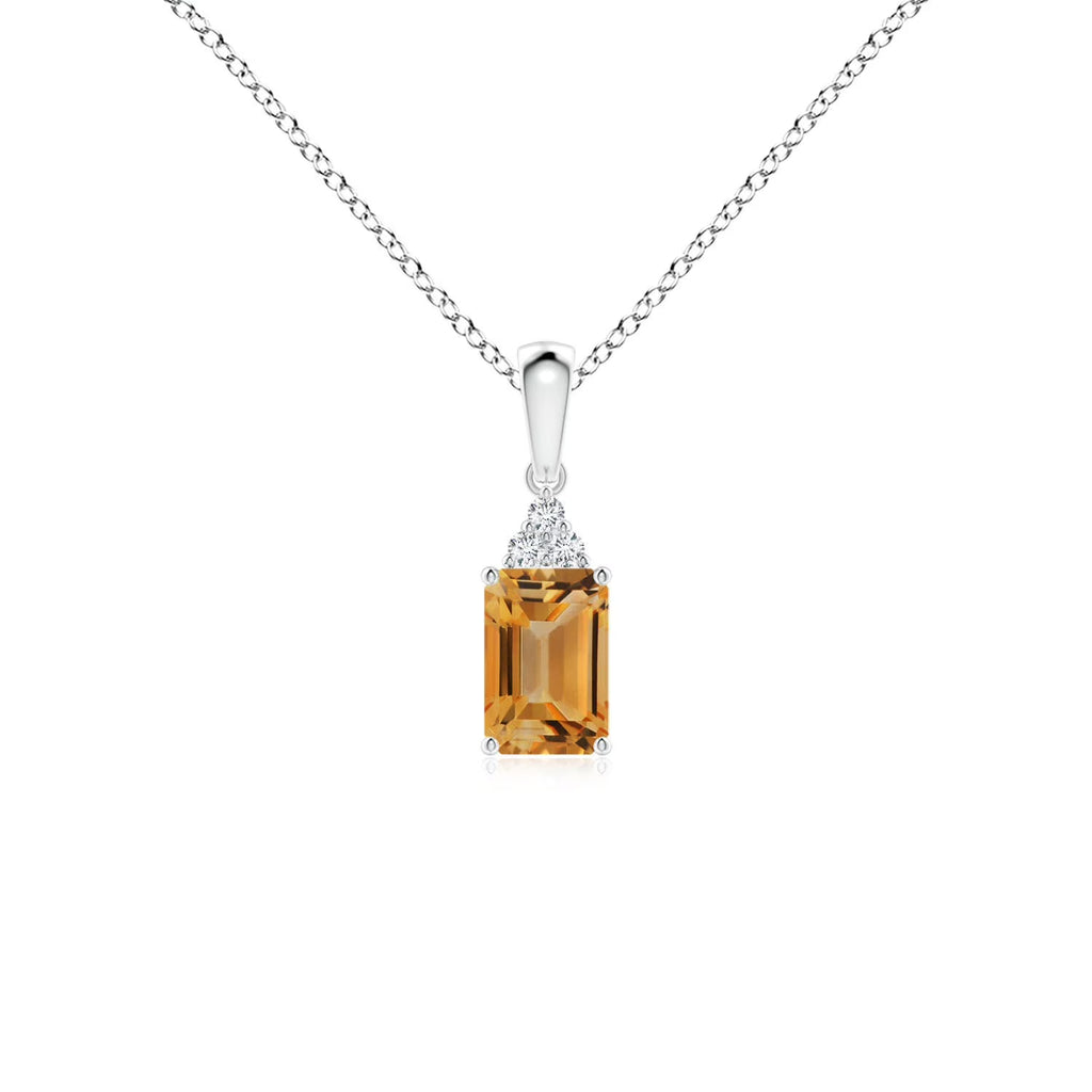 Citrine Diamond Solitaire Pendant Necklace in Sterling Silver C920662