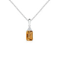 Citrine Diamond Solitaire Pendant Necklace in Sterling Silver C920662