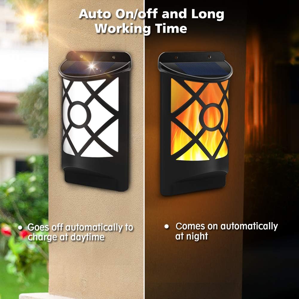 Solar Wall Flame Lights, Waterproof Outdoor Garden Lights T521