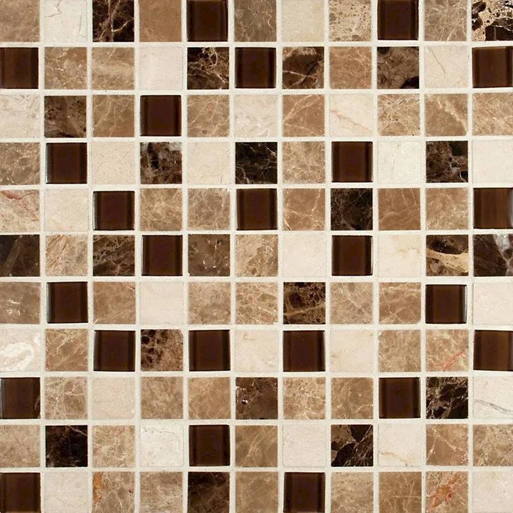 Multi Glass and Natural Stone Mosaic Tile R79561