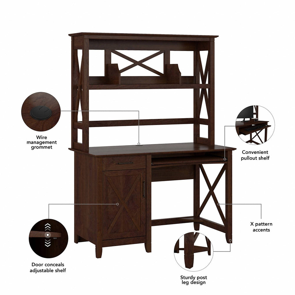 Washed Gray Engineered Wood Small Computer Desk with Hutch I7748