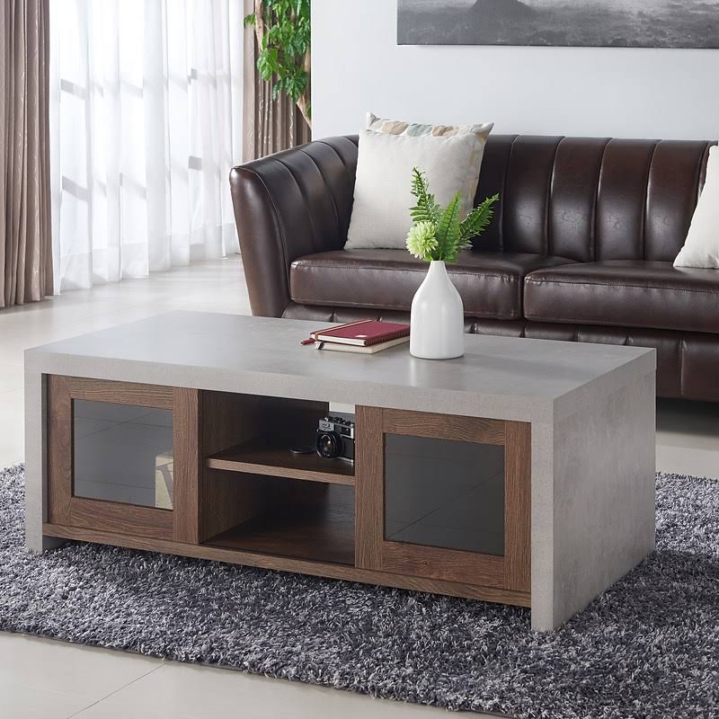 Distressed Walnut Industrial Coffee Table A243