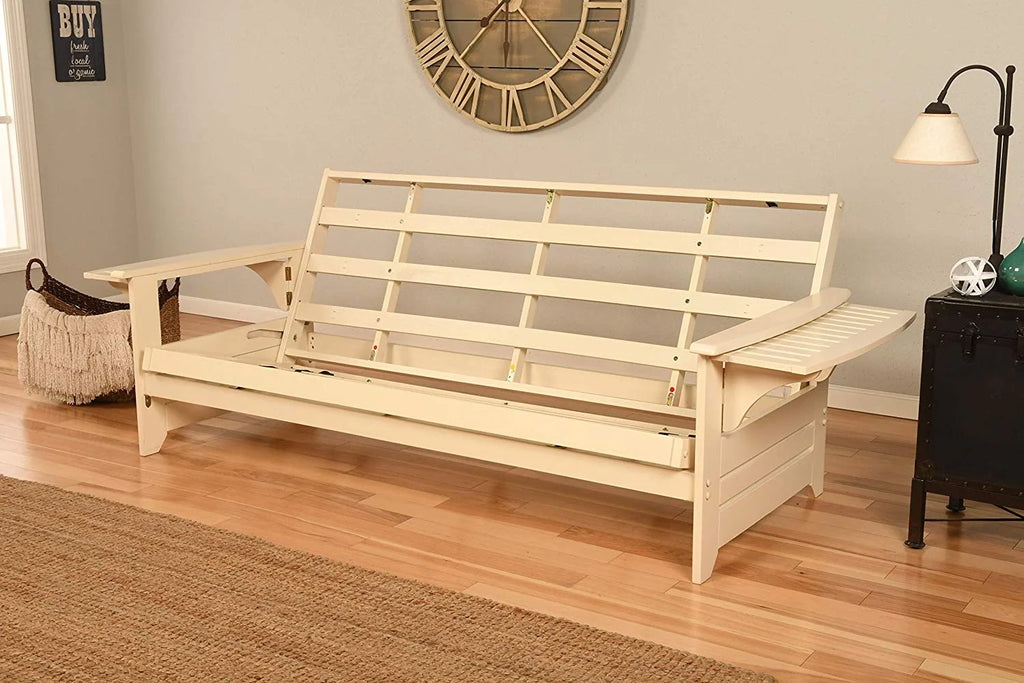 Antique White/Gray Suede Fabric Futon M5559