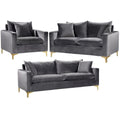 Gray Velvet 3-Piece Sofa Set U808387