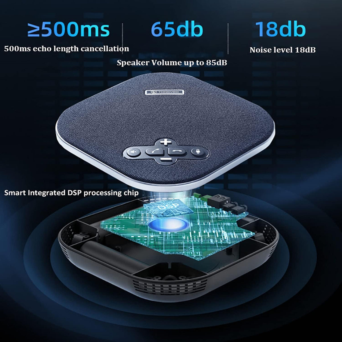 Wireless Conference Speaker with 4 Mics for 10-12 People C638