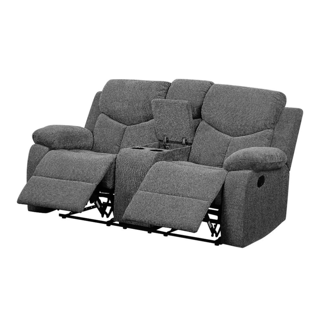 Gray Chenille Loveseat with Console H931