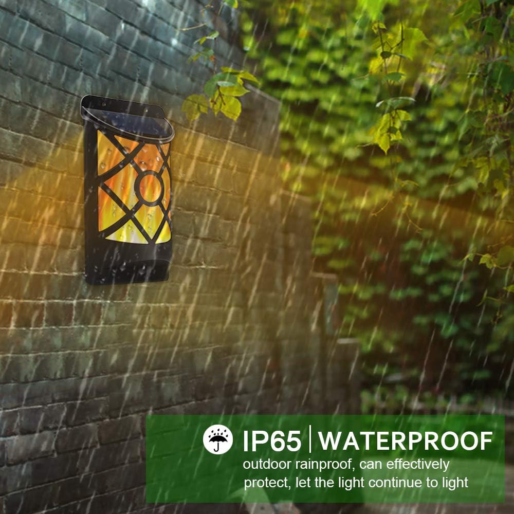 Solar Wall Flame Lights, Waterproof Outdoor Garden Lights T521