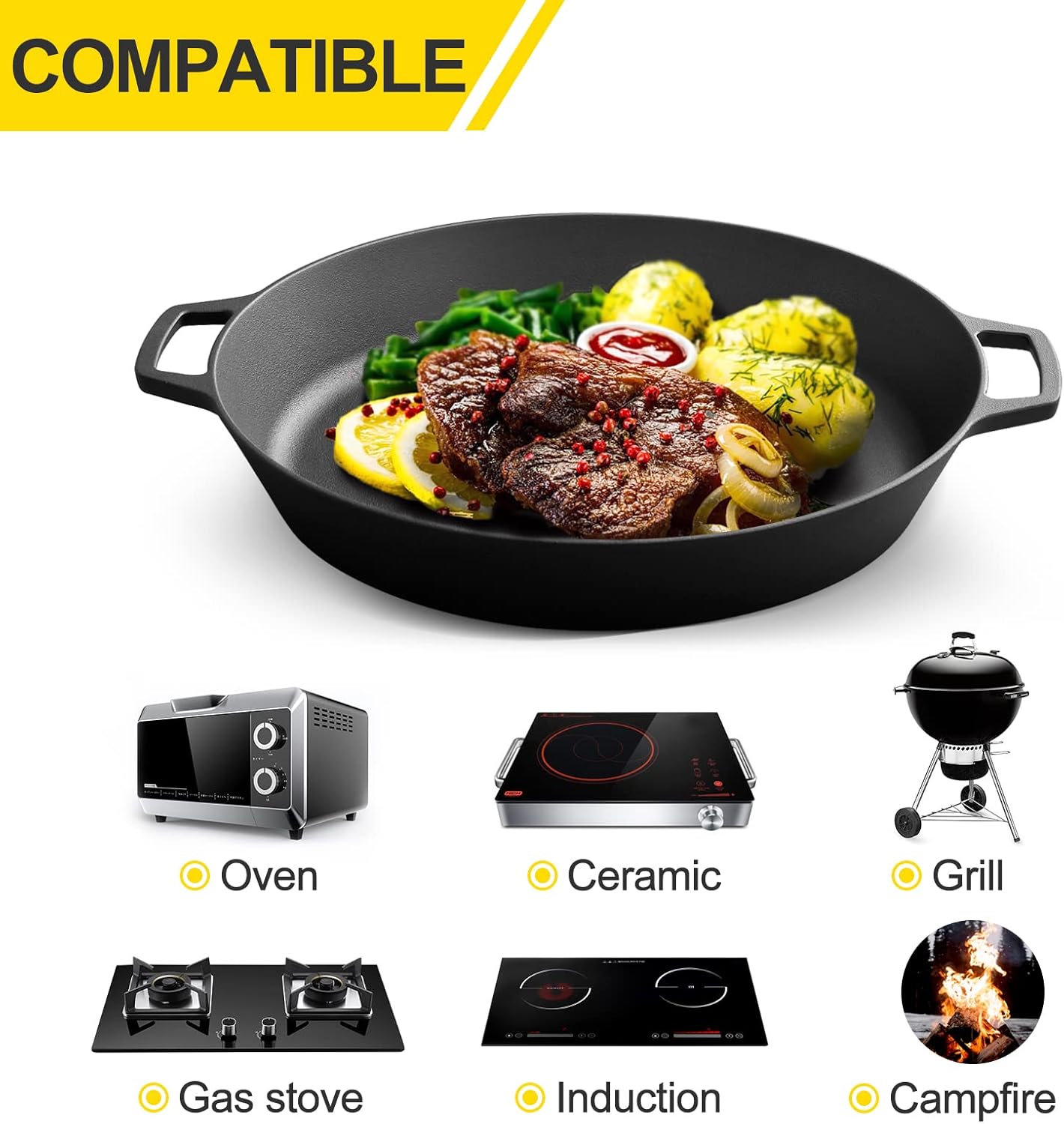 Large 17 Inch Cast Iron Skillet M349