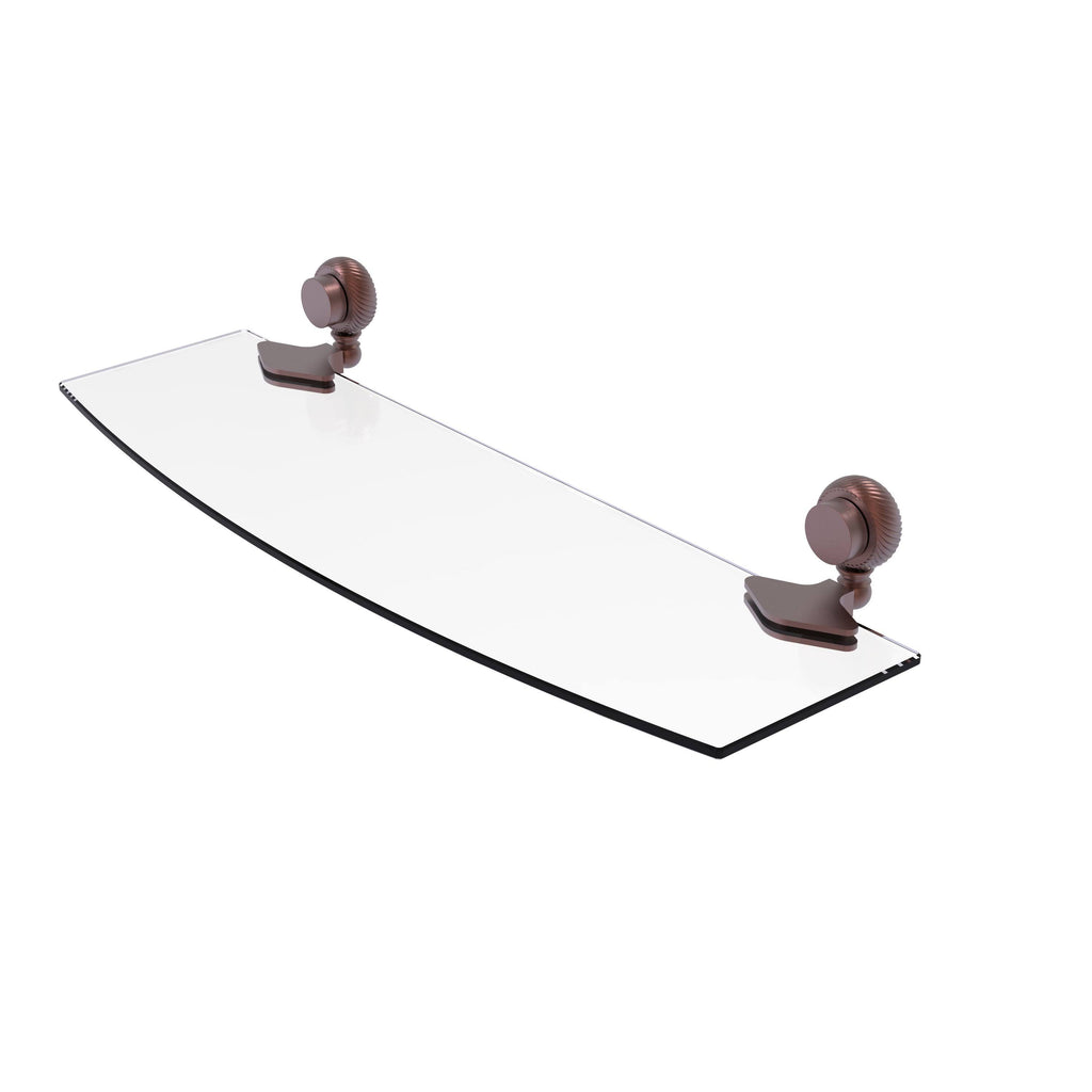 Antique Copper 18 in. Glass Shelf with Twist Accents I6010