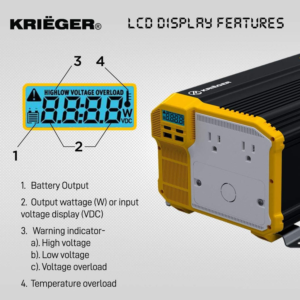 2000 Watts Modified Sine Wave Power Inverter with Dual AC Outlets V891