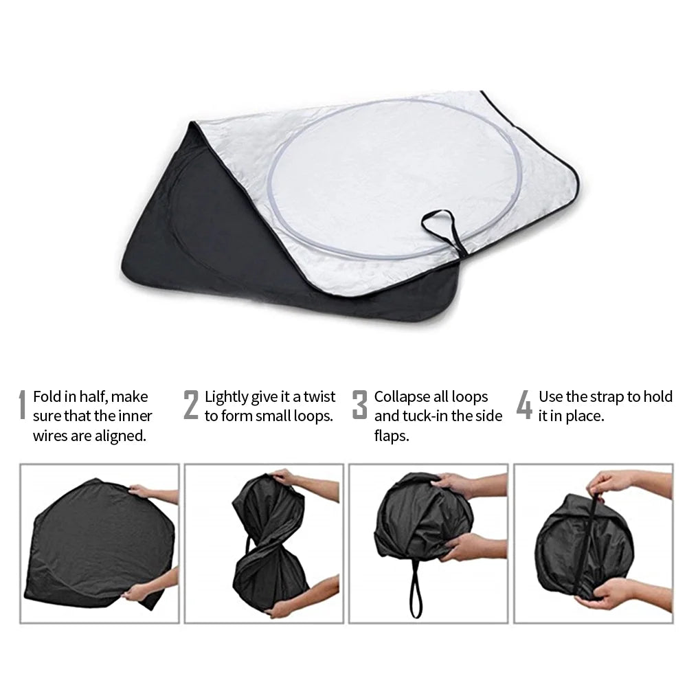 Silver Reflective Fabric Windshield Sun Shade F210174