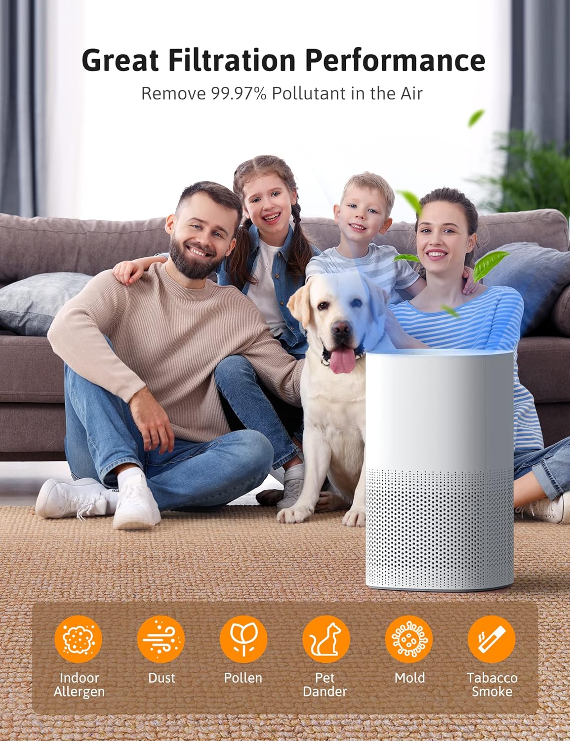 H13 HEPA Air Purifier with Auto Mode and Air Quality Sensor H647