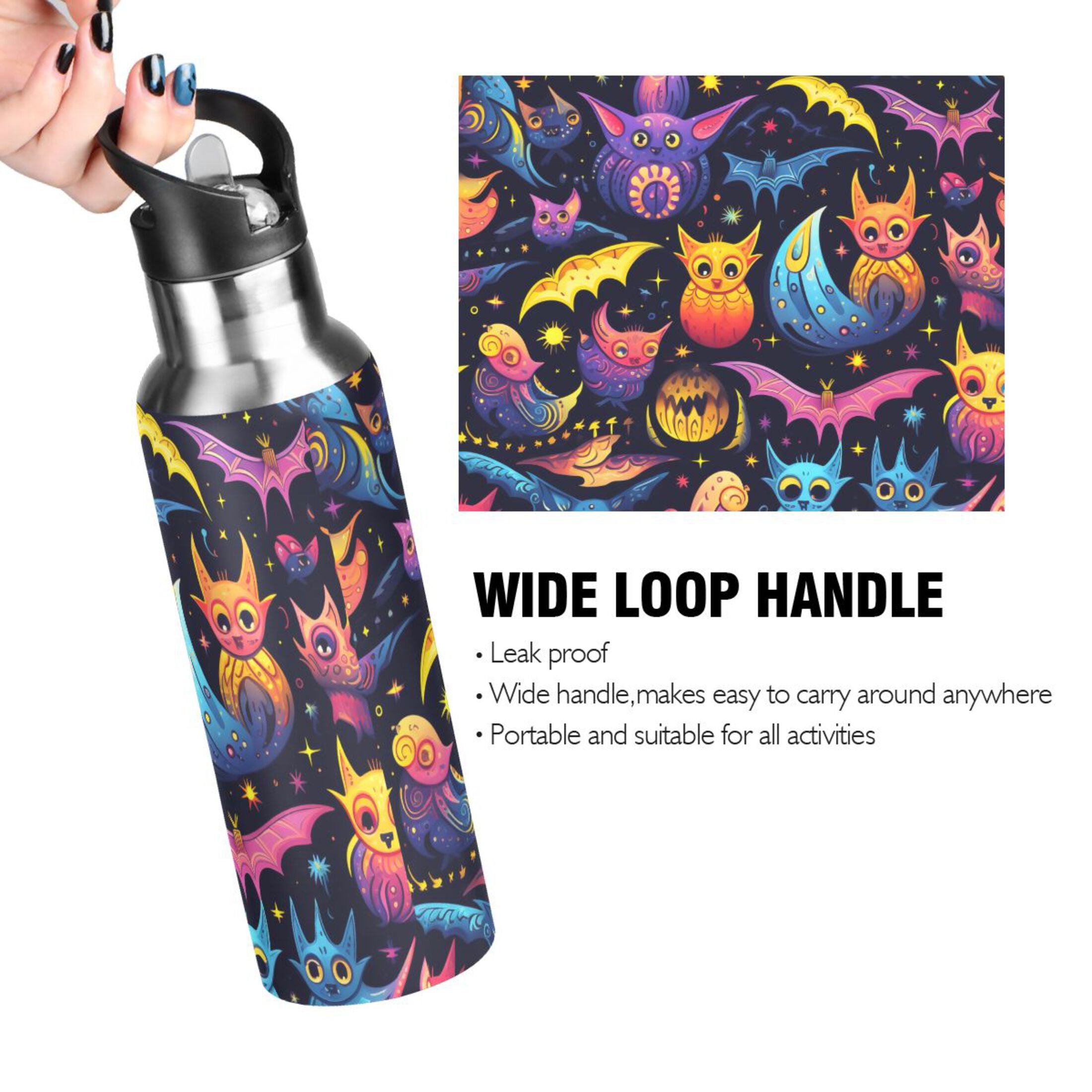 20 oz Insulated Stainless Steel Water Bottle with Straw Lid O83824