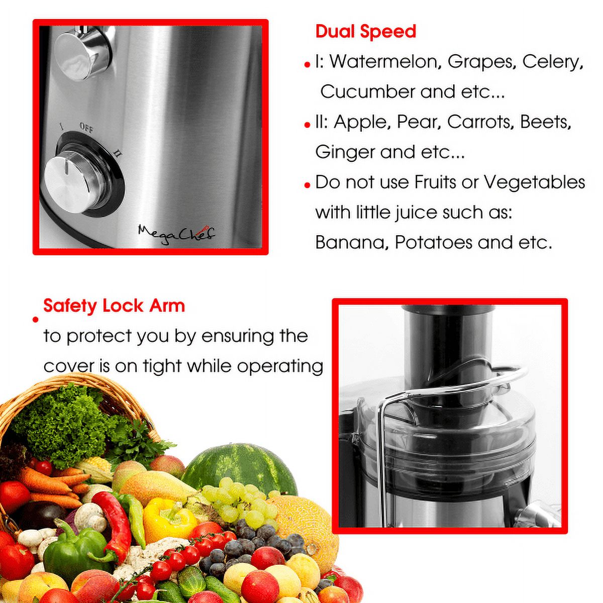 Silver Dual-Speed Centrifugal Juicer H7661