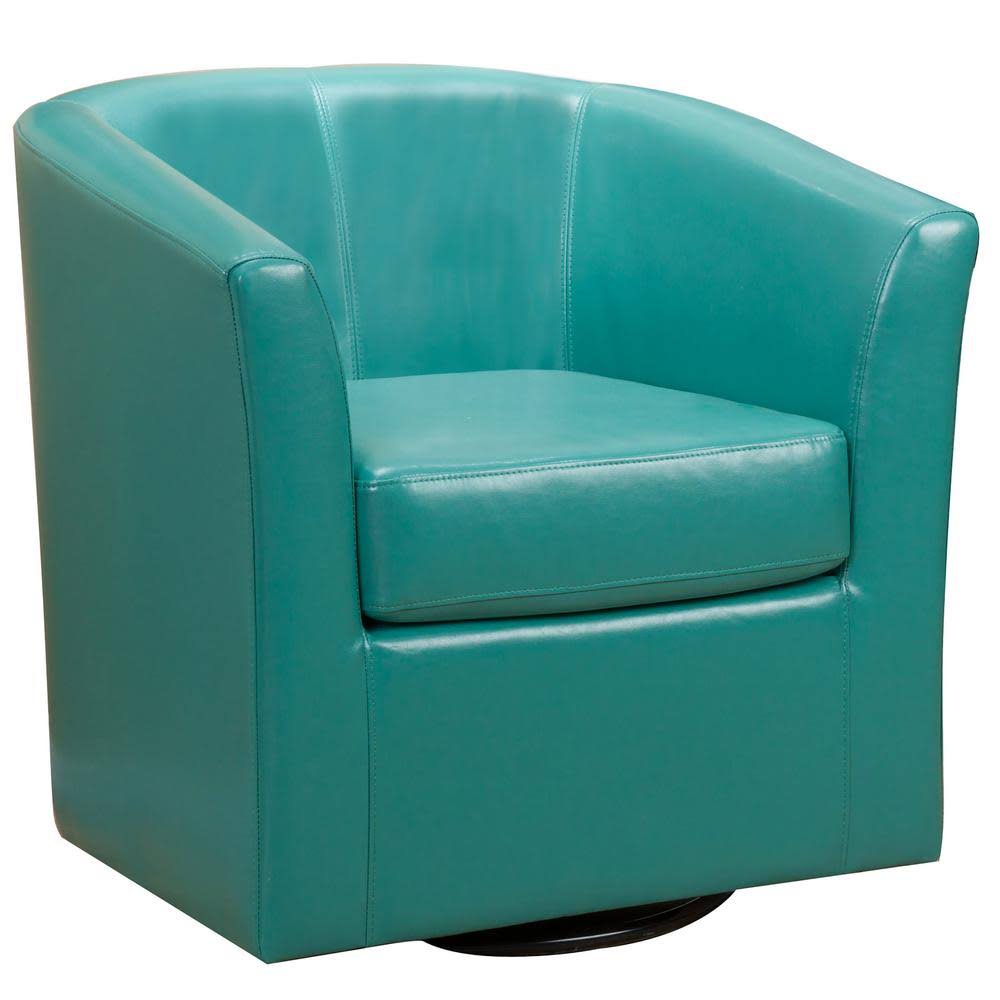 Turquoise Faux Leather Swivel Club Chair W99735