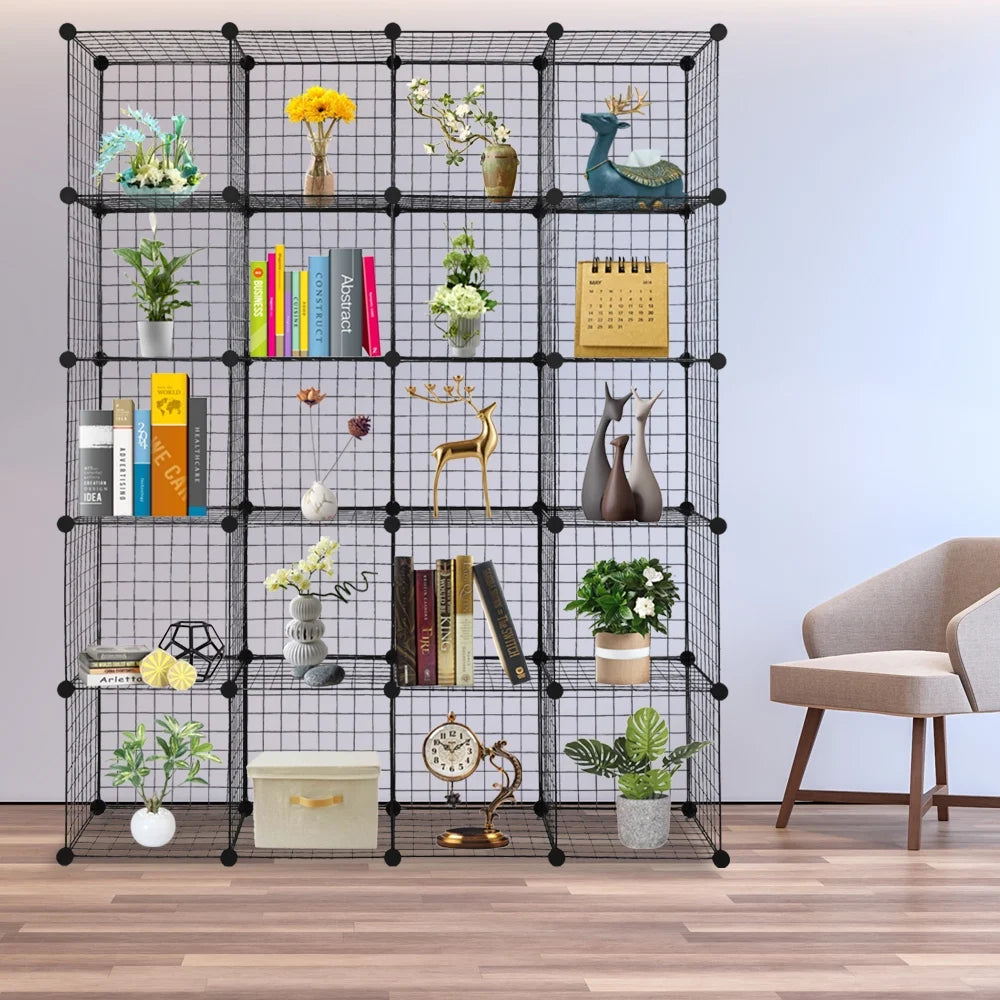 Black 20-Cube Wire Storage Shelving Unit K460