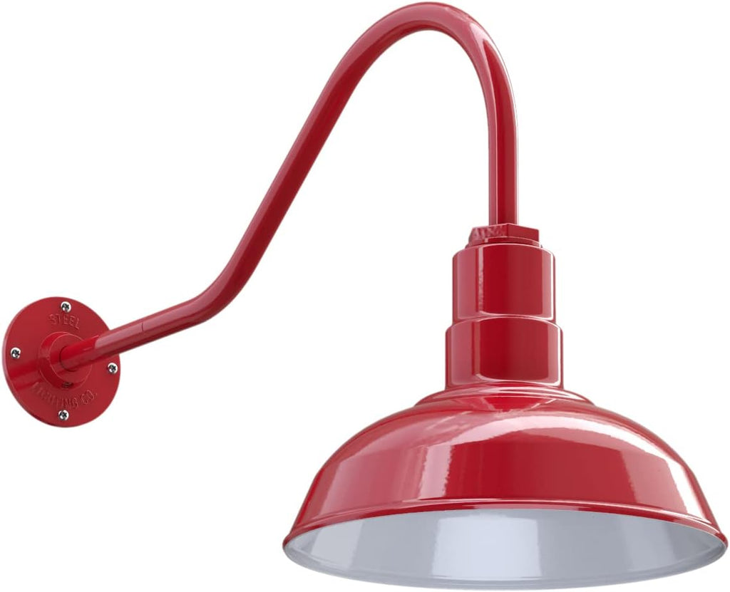 Matte Black 12 inch Dome 11 inch Gooseneck Outdoor Wall Mounted Barn Light G160