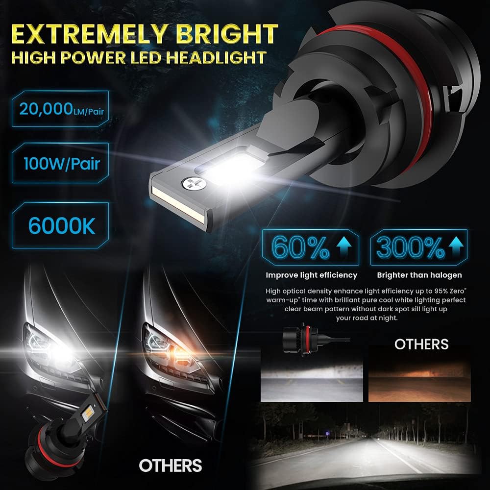 9007 HB5 LED Bulbs 100W 6000K High/Low Conversion Kit Pack of 2 J16685