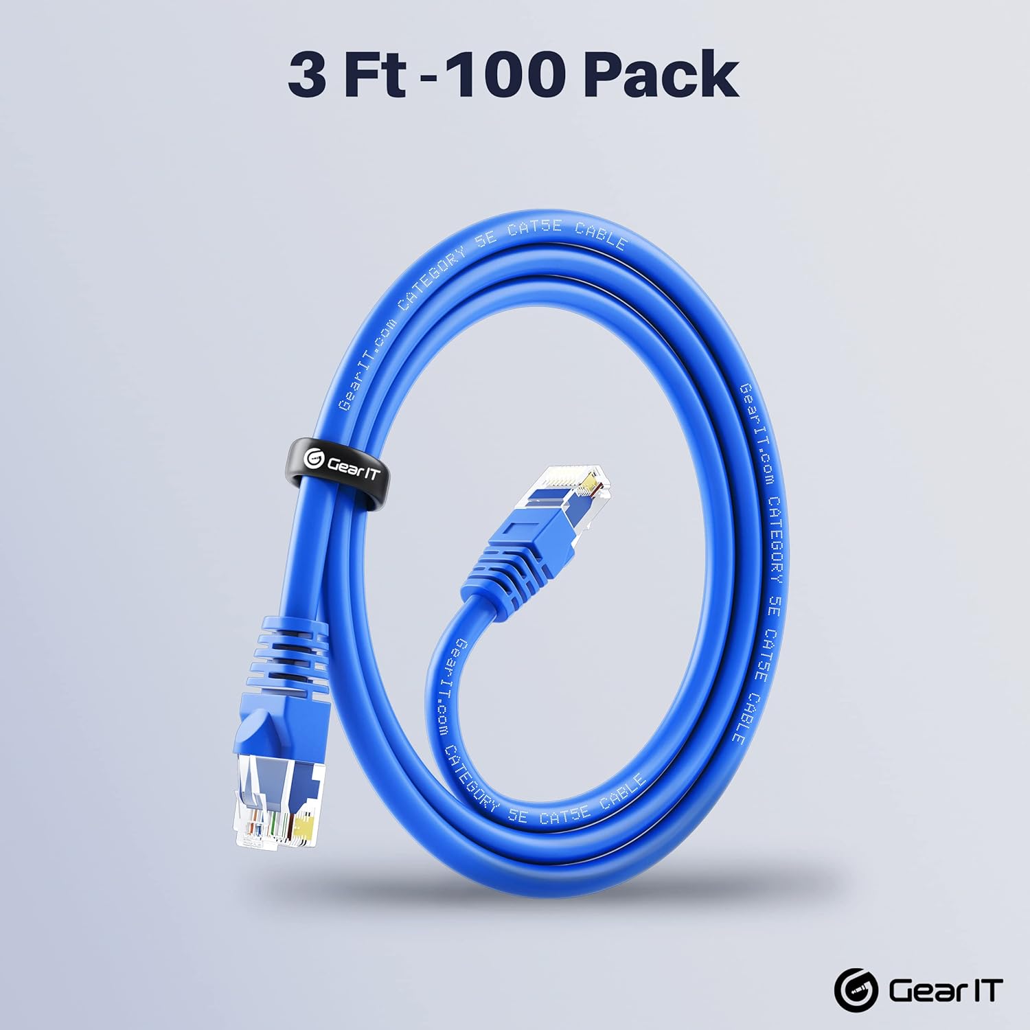 100-Pack Blue Cat5e Ethernet Patch Cable 3 Feet B472
