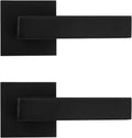 2 Pack Square Door Lever Handle Lockset Passage Knobs in Black H9881