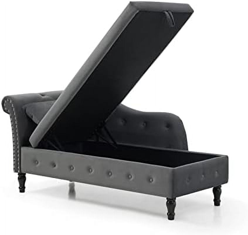 Orange Upholstered Chaise Lounge Chair with Pillow Solid Wood U532190