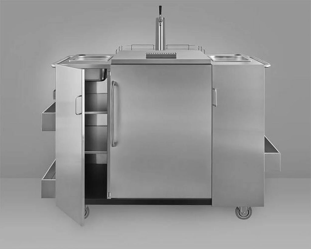 Outdoor Serving Cart with Beer Dispenser - Stainless Steel V872066