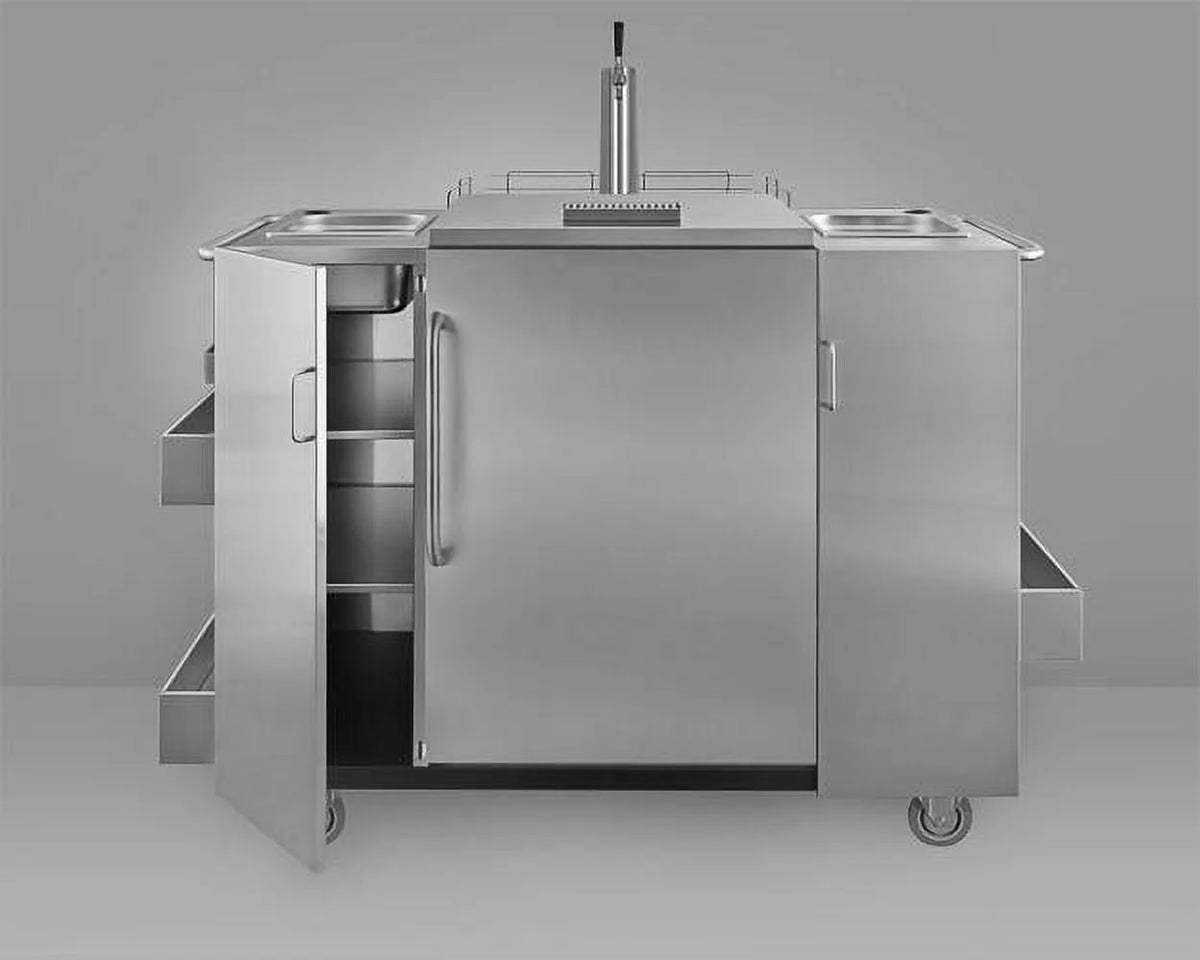 Outdoor Serving Cart with Beer Dispenser - Stainless Steel V872066
