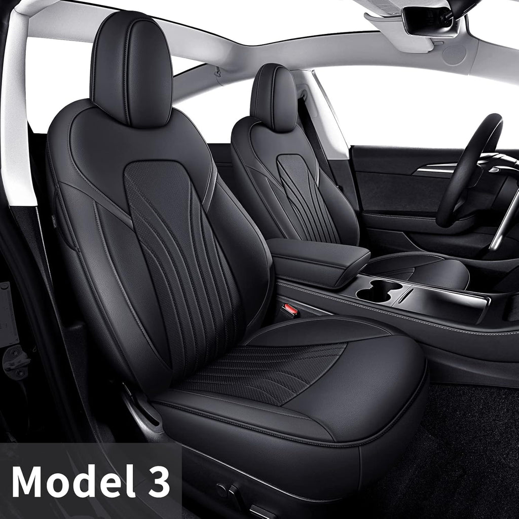 Front Seat Covers with Faux Leather (Black 2 pcs) Z828528