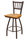 Bronze Swivel Stool with Medium Oak Seat W3856