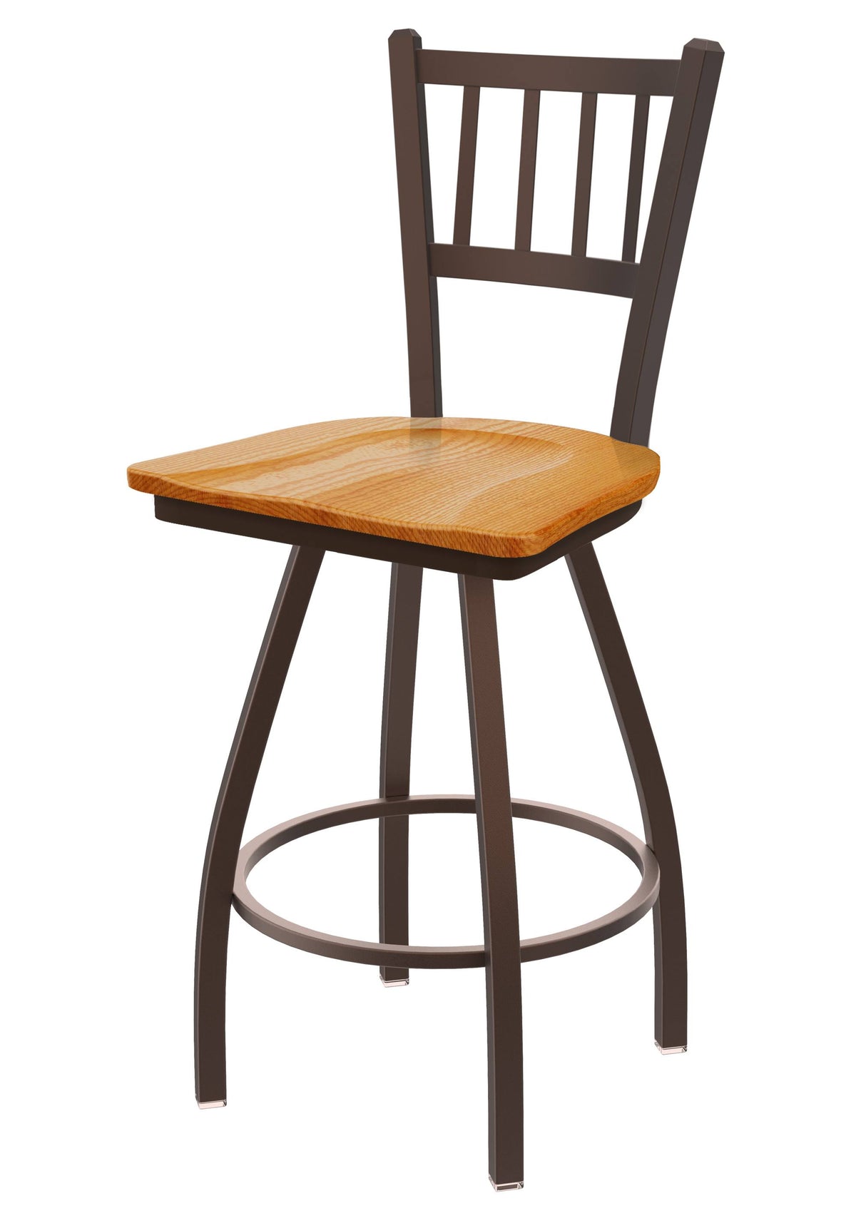 Bronze Swivel Stool with Medium Oak Seat W3856