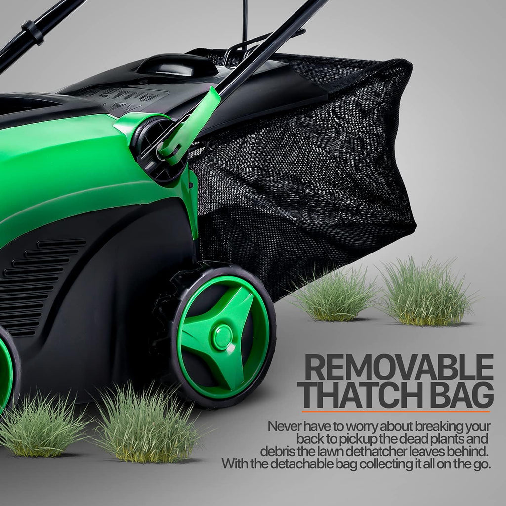 2 in 1 Corded Electric Walk Behind Scarifier Lawn Dethatcher with Collection Bag Q869