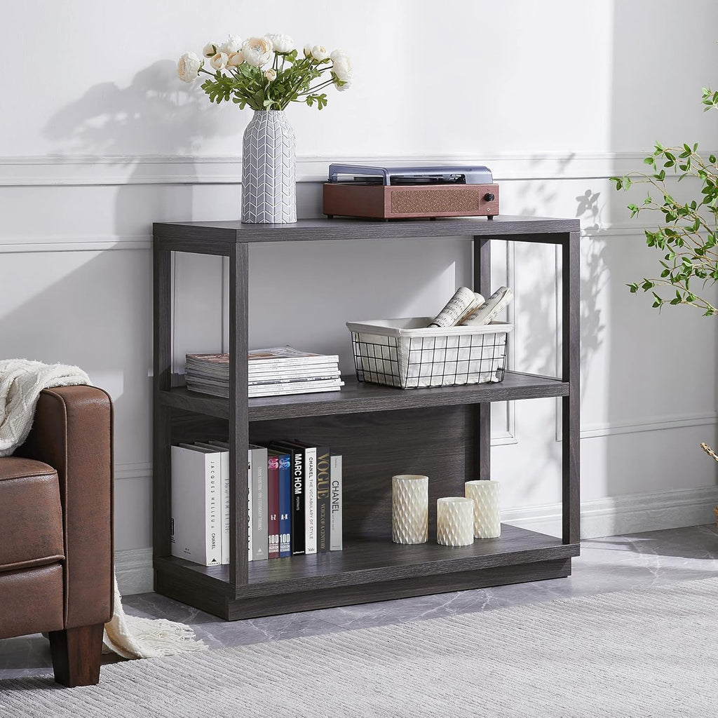 Charcoal Gray 3-Tier Wood Bookcase I460