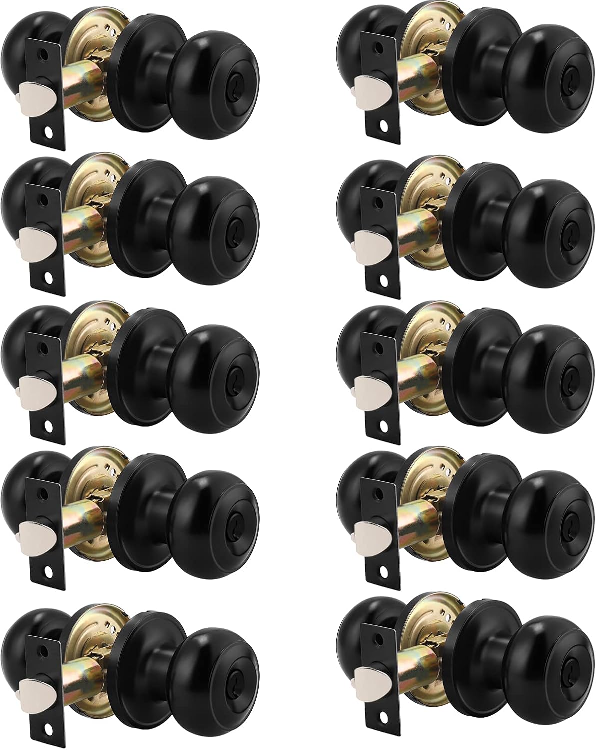 Black Round Passage Door Knob (3 Pack) Y65729