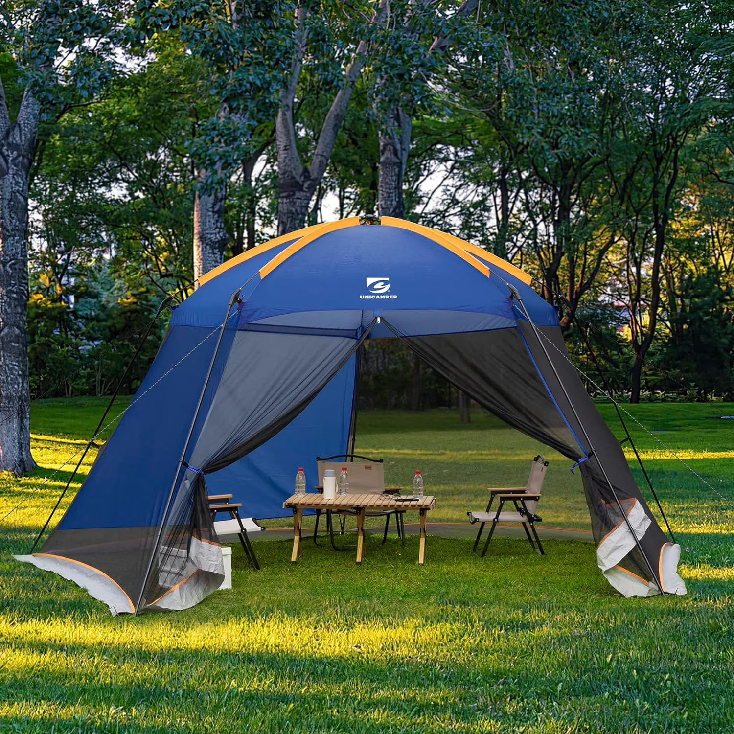 Navy Blue 13.5x13 Ft Mosquito Tent Gazebo with Sidewall T662747