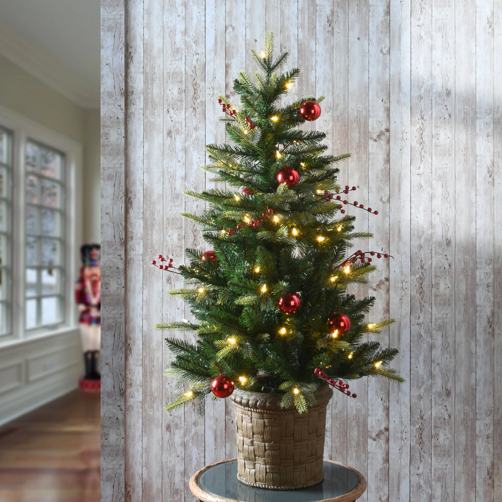 Pre-Lit Artificial Christmas Entrance Tree with Warm White LED Lights, 4 ft Z294157