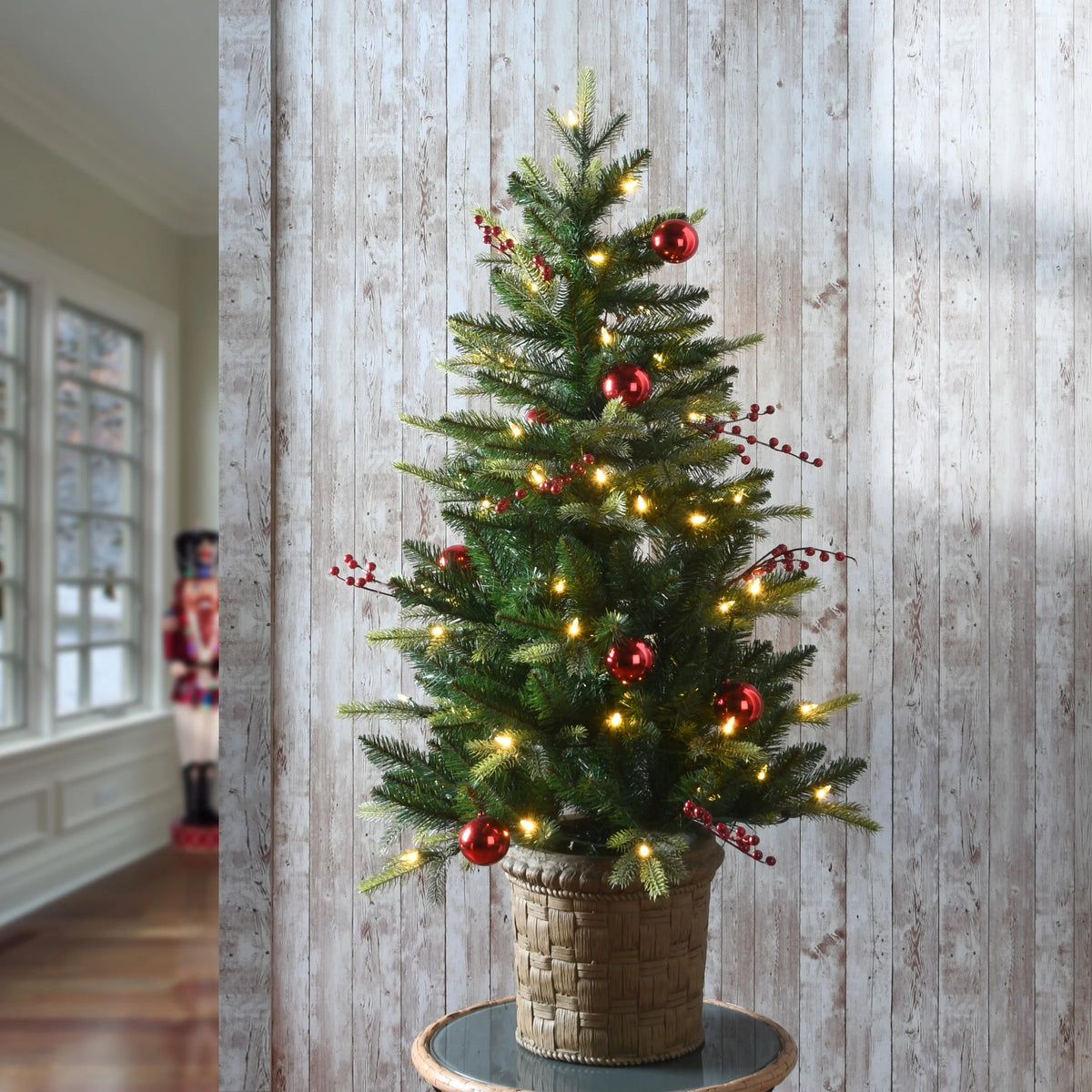 Pre-Lit Artificial Christmas Entrance Tree with Warm White LED Lights, 4 ft Z294157