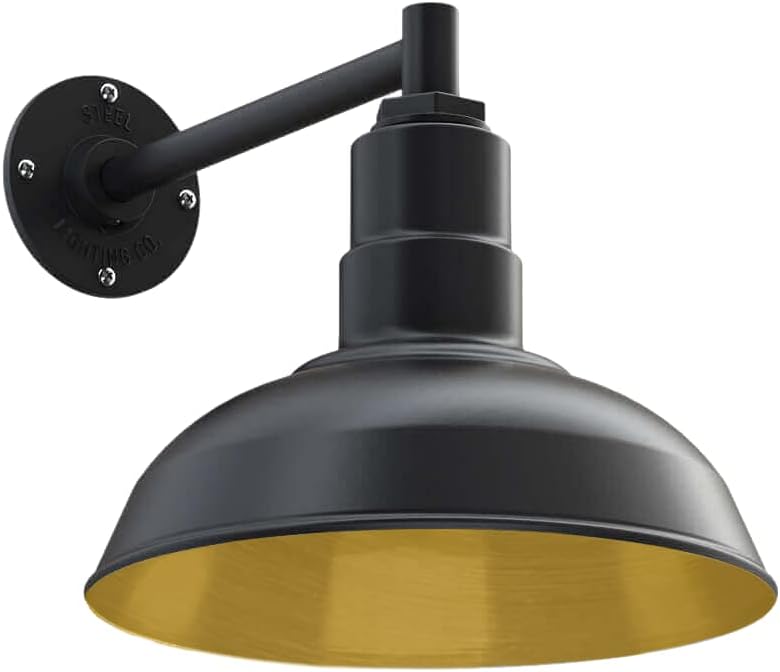 Matte Black 12 inch Dome 11 inch Gooseneck Outdoor Wall Mounted Barn Light G160