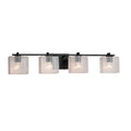 Matte Black 4-Light Bath Bar with Seeded Rectangle Shade T553