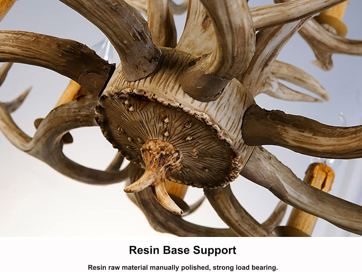 Antler Chandelier 8 Light Rustic Resin Deer Horn Pendant Light D492