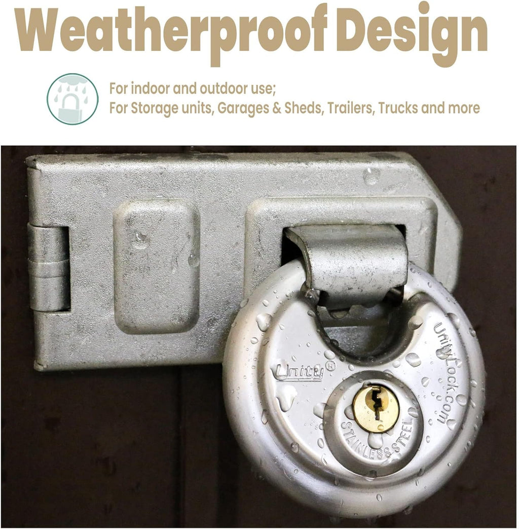 Stainless Steel Disc Padlock, Same Key Open, 2-3/4" (70mm), Pack of 2 W12850