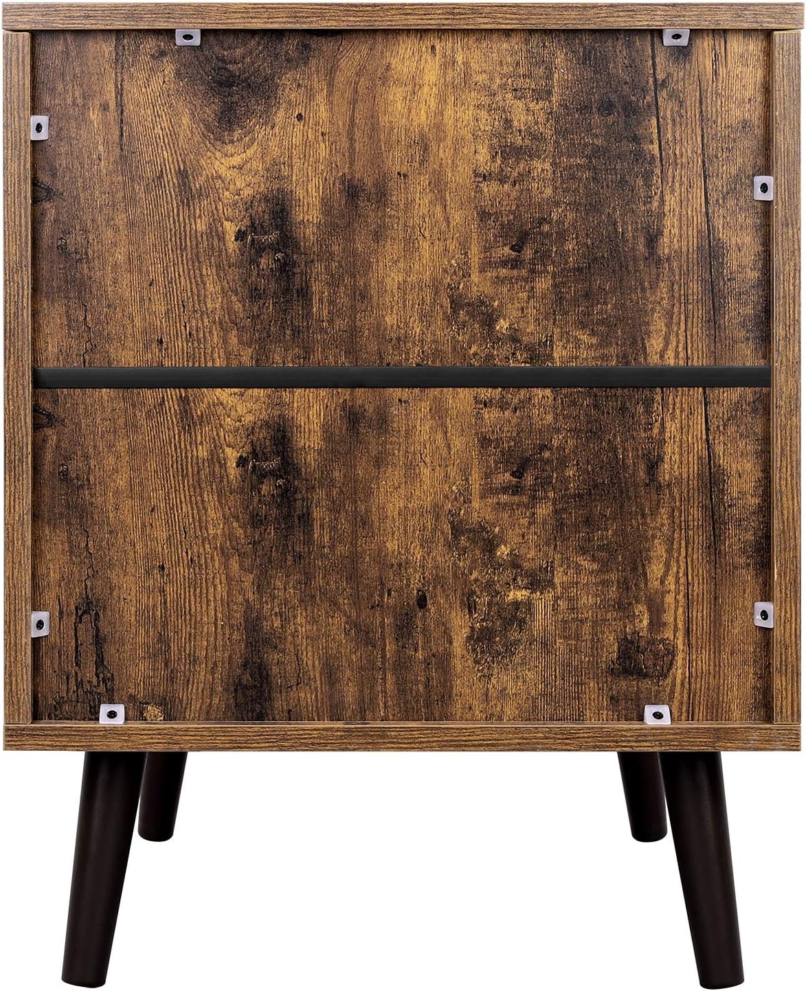 Rustic Brown Nightstand with Open Shelf and Cabinet Y812