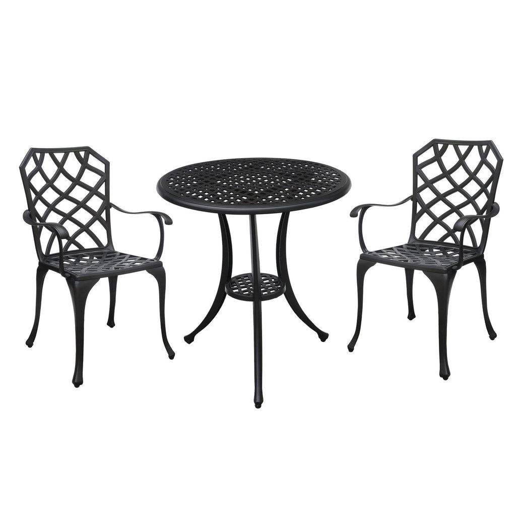 Black Table Set of 1 Table and 2 Chairs with Cabriole Legs L190196