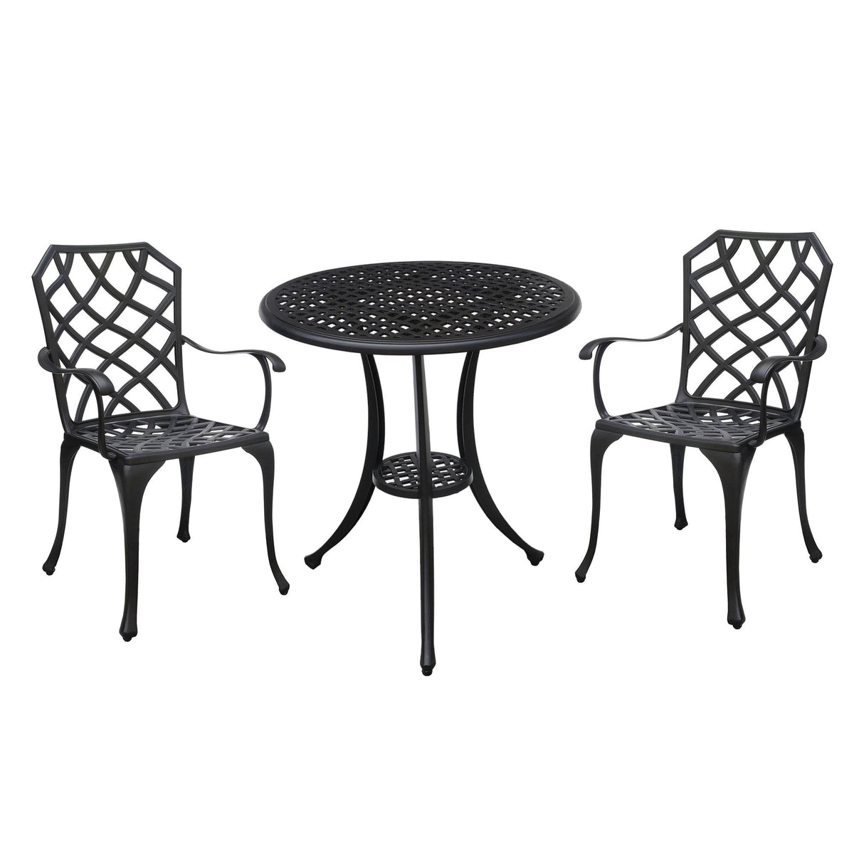 Black Table Set of 1 Table and 2 Chairs with Cabriole Legs L190196