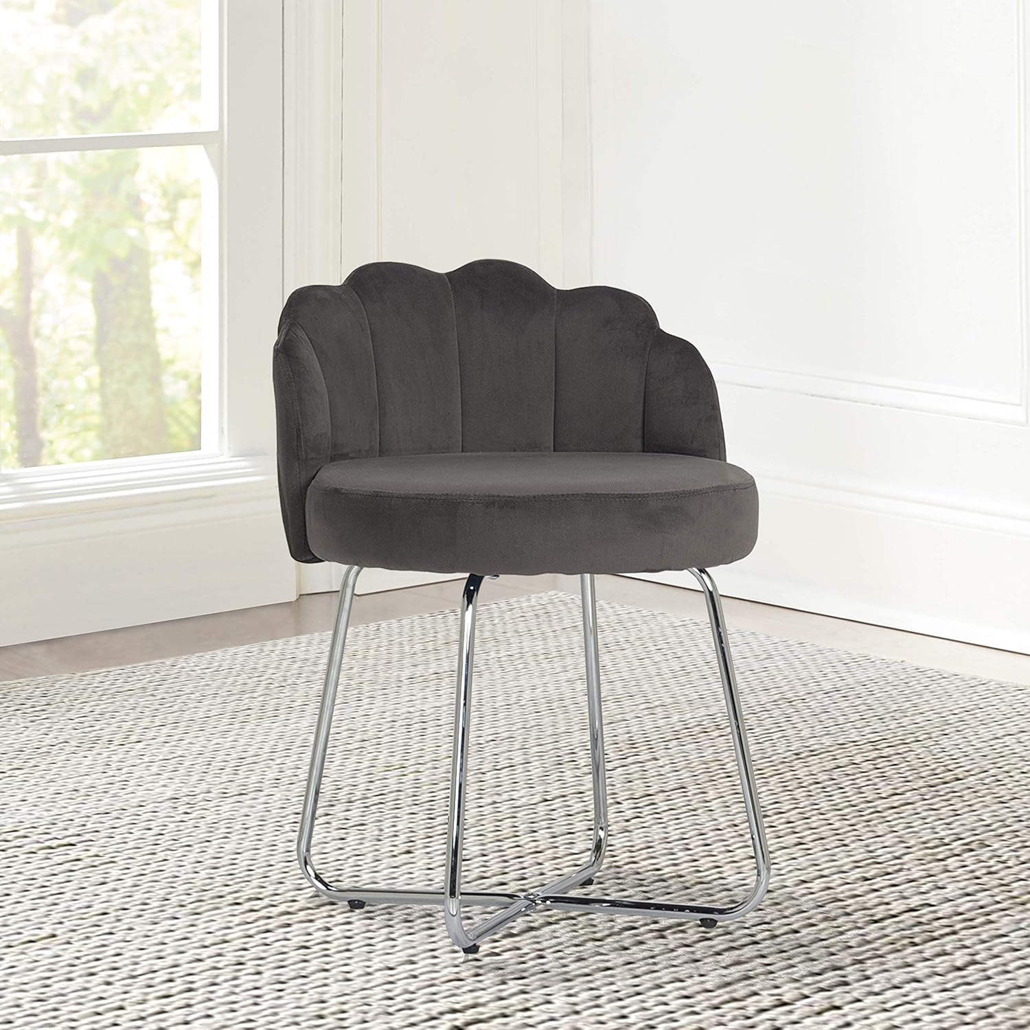 Dark Blue Metal Vanity Stool V1650