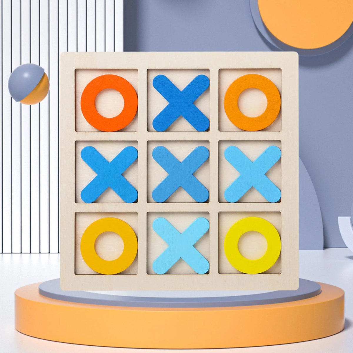 Tic Tac Toe Board Puzzle Game Educational Toys XO Table Toy yellow S53092