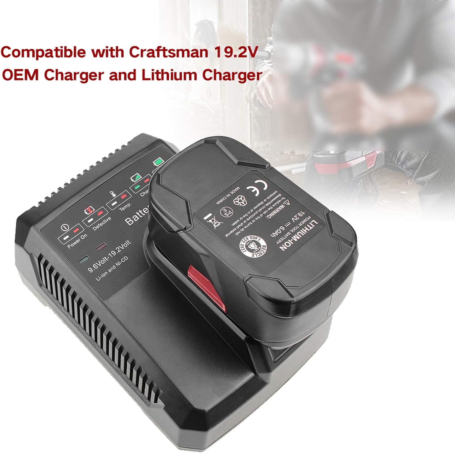 2 Packs 6.0Ah 19.2V Lithium-ion Battery H57412